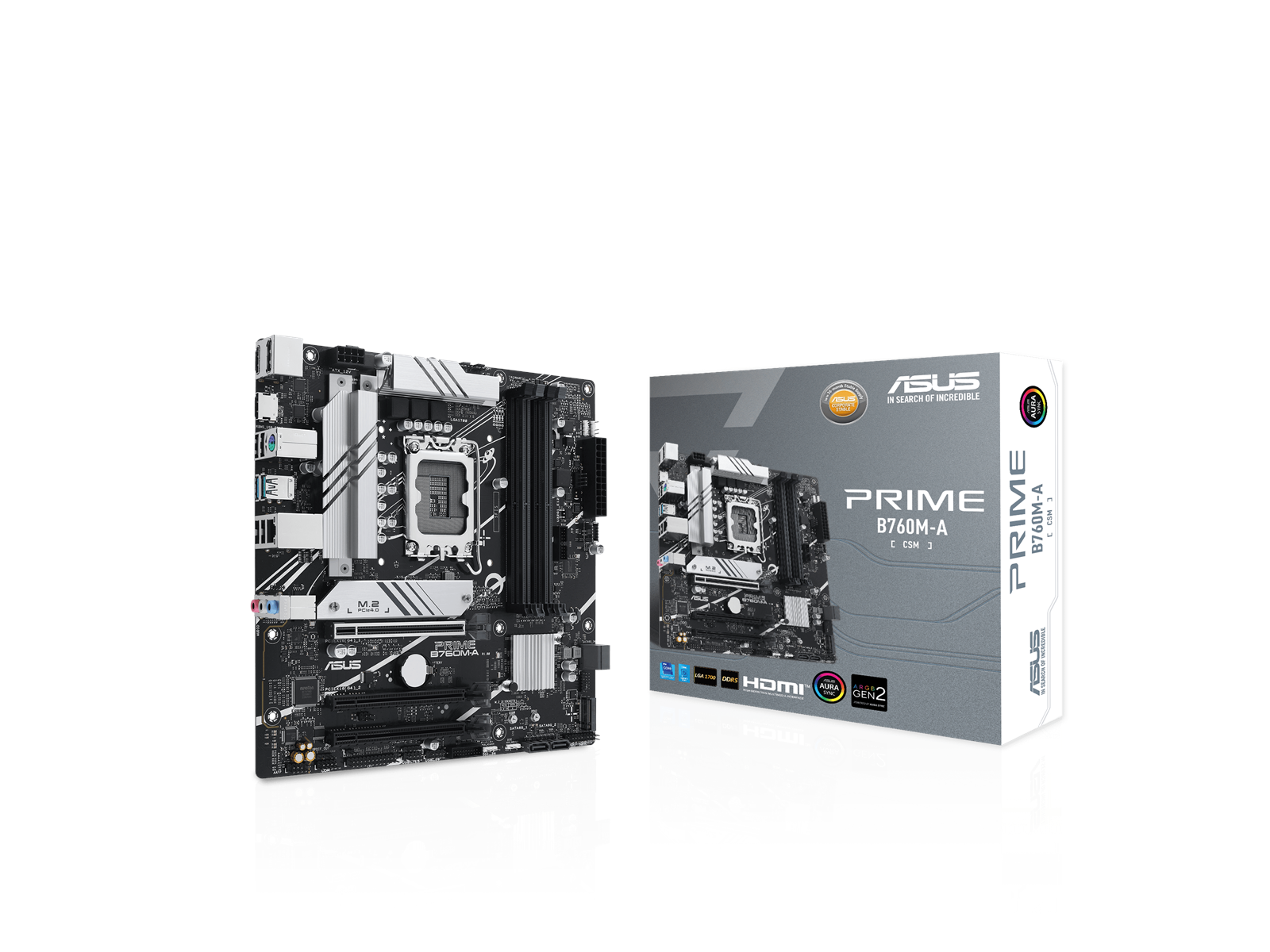 ASUS PRIME B760M-A-CSM (V2) Mainboard - Intel B760 - Intel LGA1700 socket - DDR5 RAM - Micro-ATX