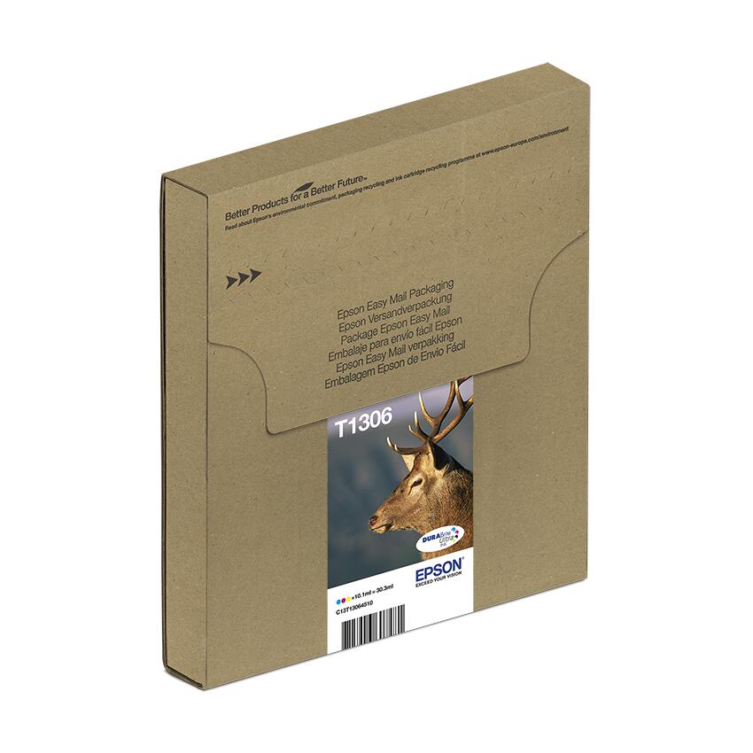 Epson Original Easy Mail Packing T1306 Hirsch Druckerpatronen 3er Multipack C/M/Y (C13T13064510)