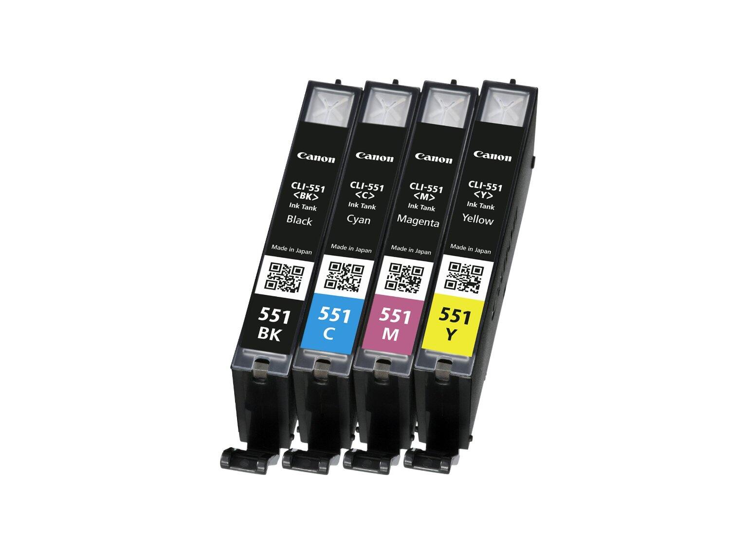 Canon Original CLI-551 Druckerpatronen Value Pack BK/C/M/Y + 50 Blatt Fotopapier (PP-201)