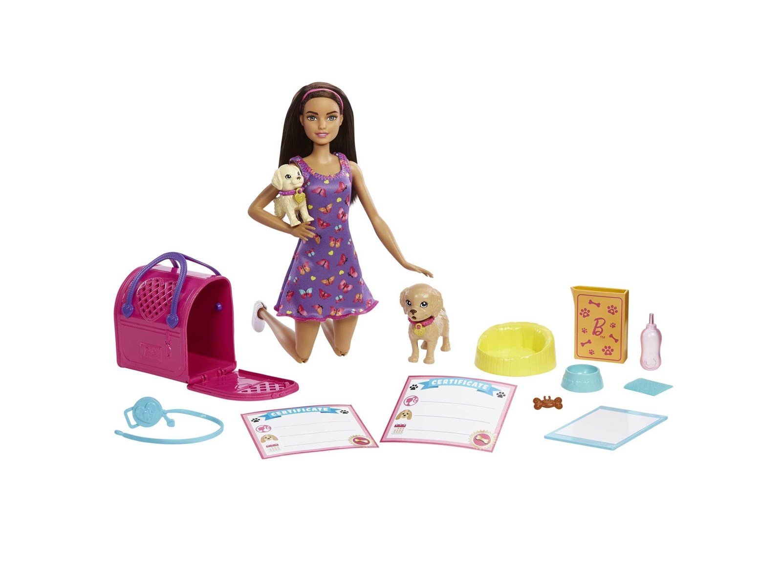 Barbie Doll And Accessories Pup Adoption Playset With Doll 2 Puppies And Color-Change