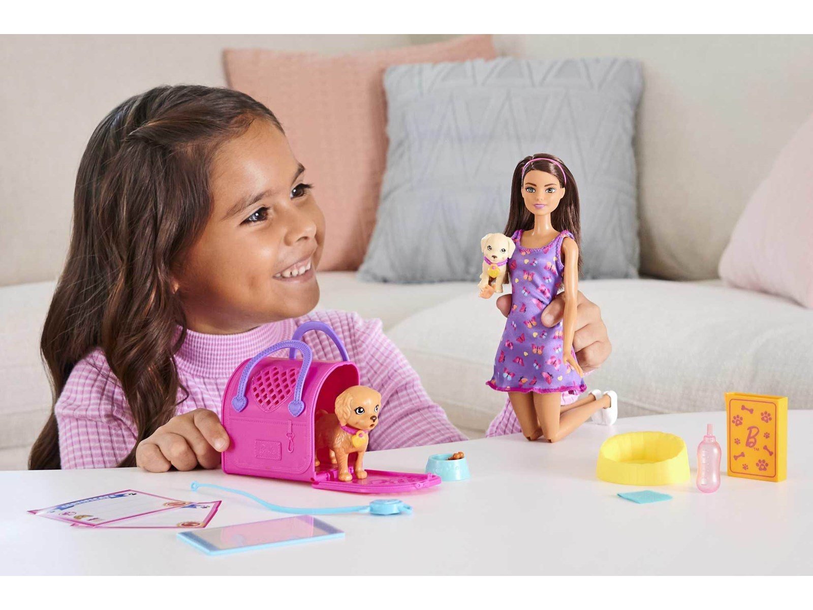 Barbie Doll And Accessories Pup Adoption Playset With Doll 2 Puppies And Color-Change