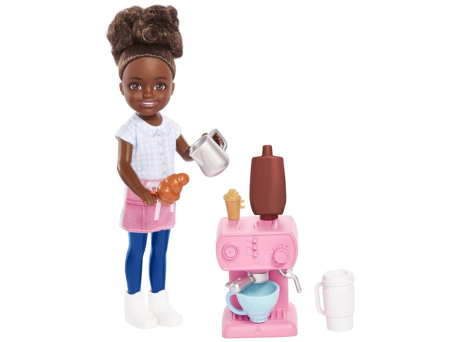 Barbie Chelsea Can Be… Barista Doll And 7 Career-themed Accessories Including Coffee Maker