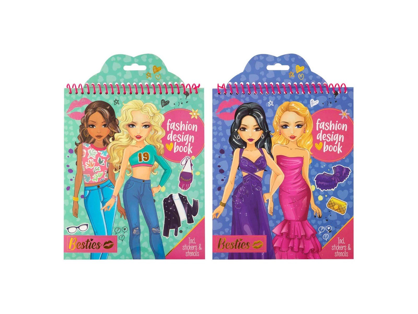 Besties Fashion Design Coloring and Sticker Book with Stencils (Assorted)