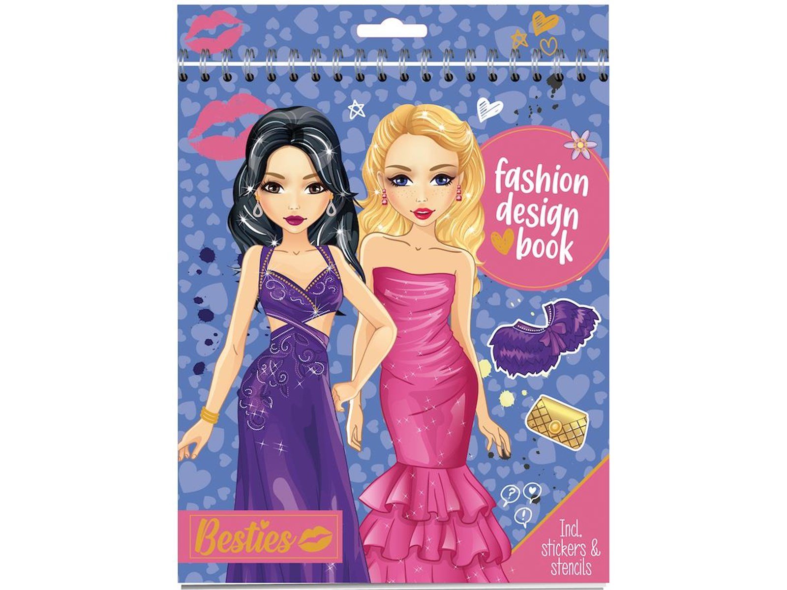 Besties Fashion Design Coloring and Sticker Book with Stencils (Assorted)