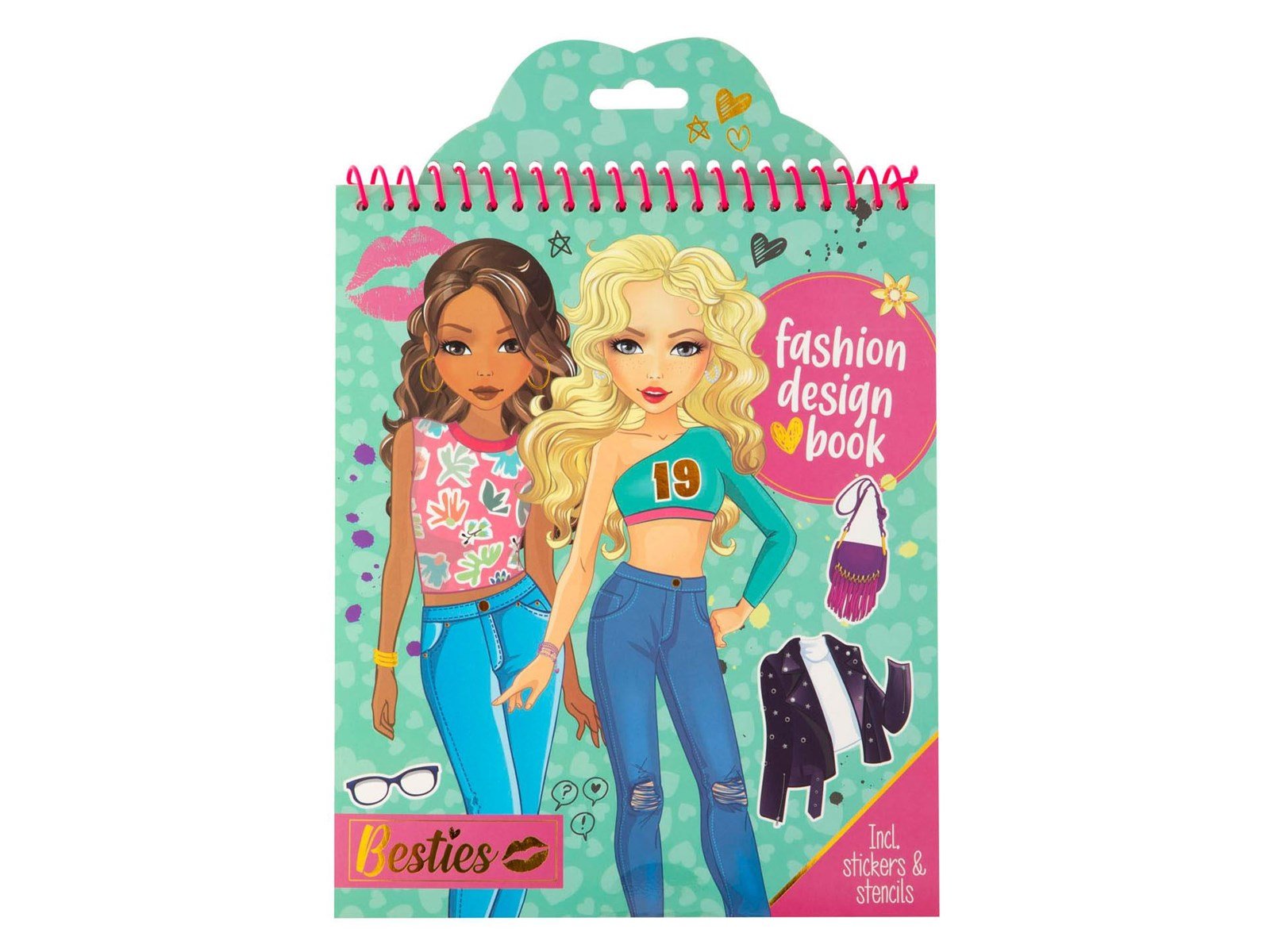 Besties Fashion Design Coloring and Sticker Book with Stencils (Assorted)