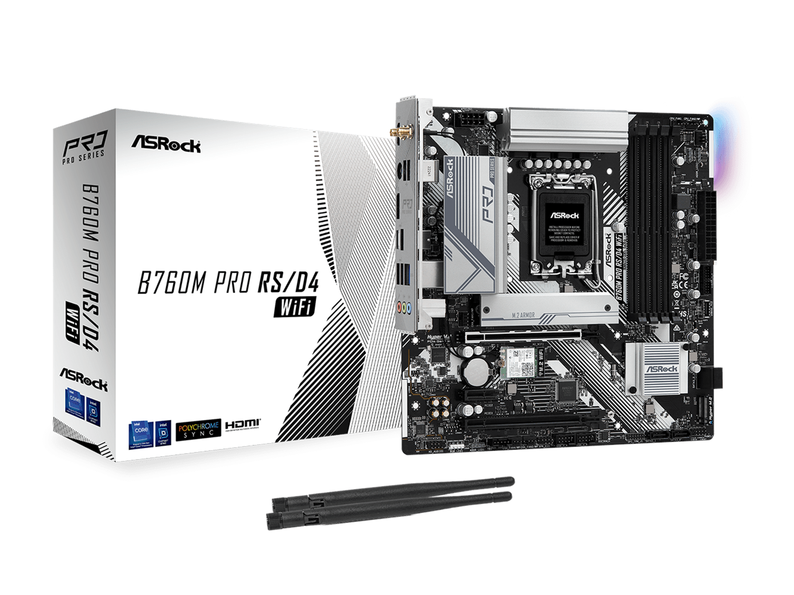 ASRock B760 PRO RS/D4 WIFI Mainboard - Intel B760 - Intel LGA1700 socket - DDR4 RAM - ATX