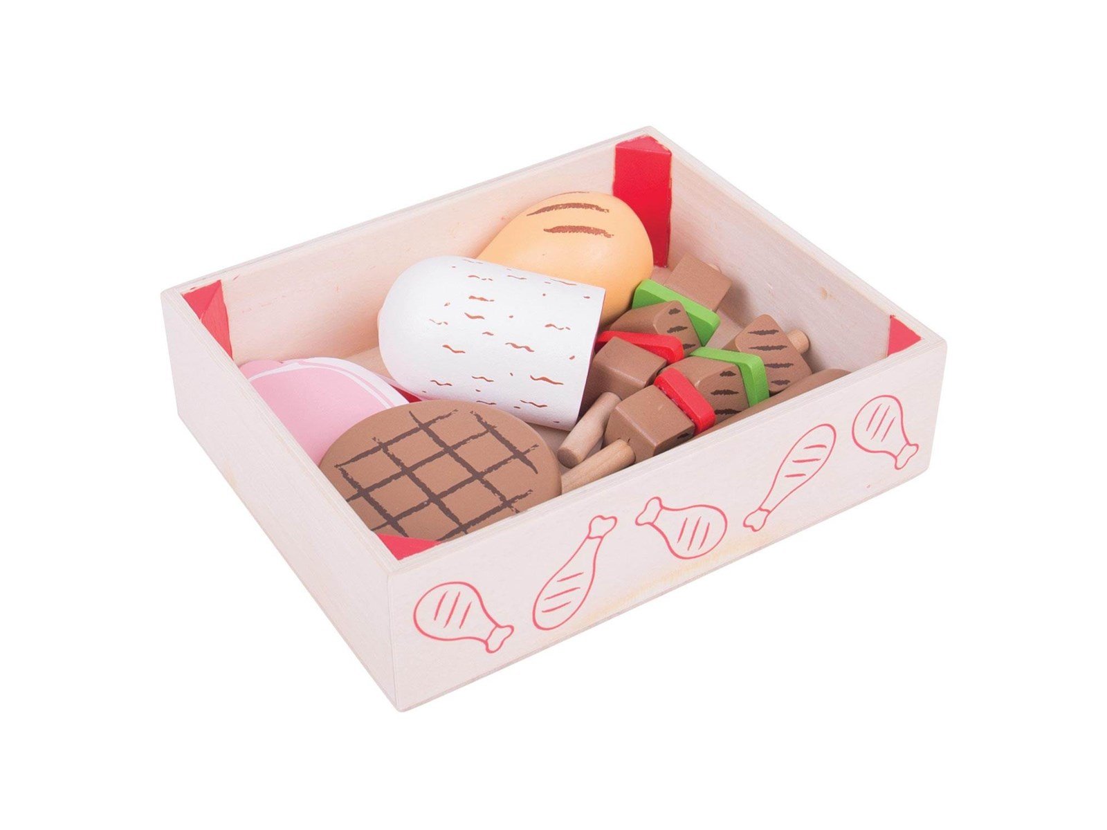 Bigjigs Wooden Box with Meat Products 9 pcs.