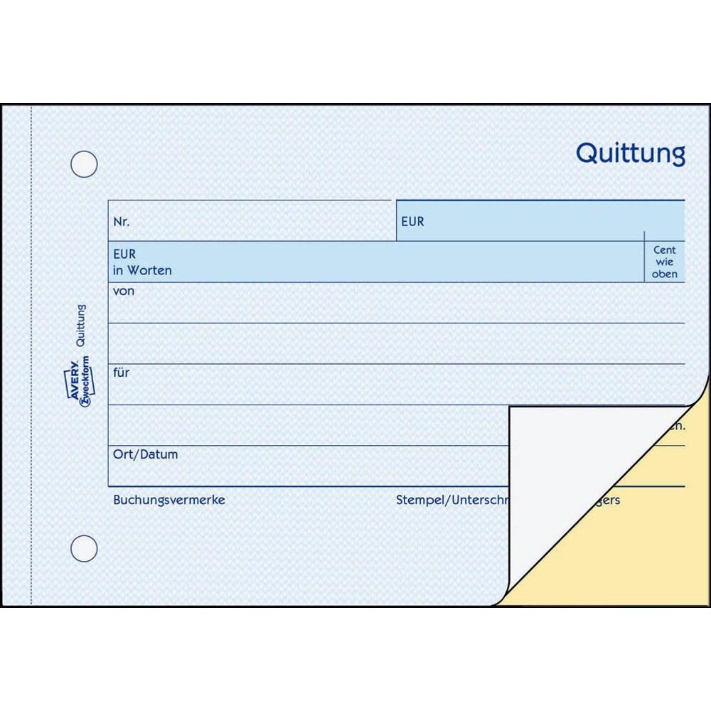 AVERY Zweckform Quittung für Kleinunternehmer (ohne MwSt.) Formularbuch 1742