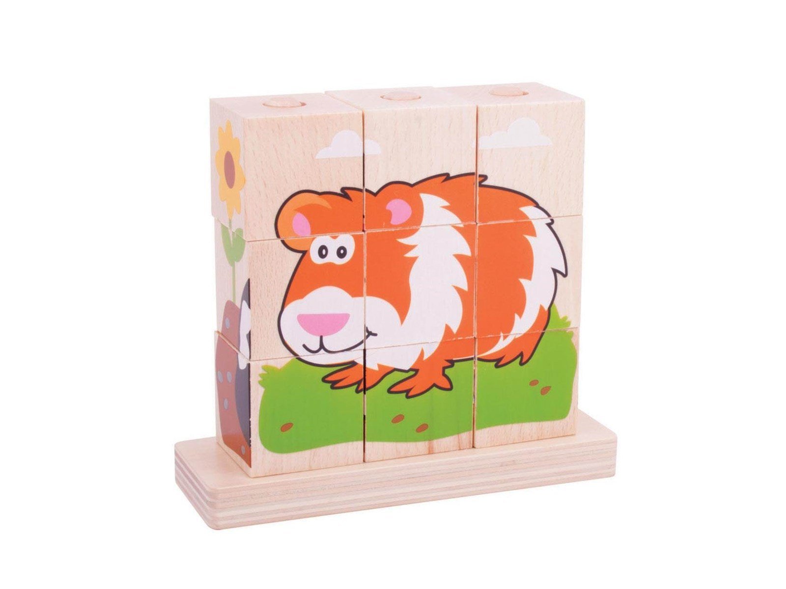 Bigjigs Wooden Block Puzzle Pets 10pcs.