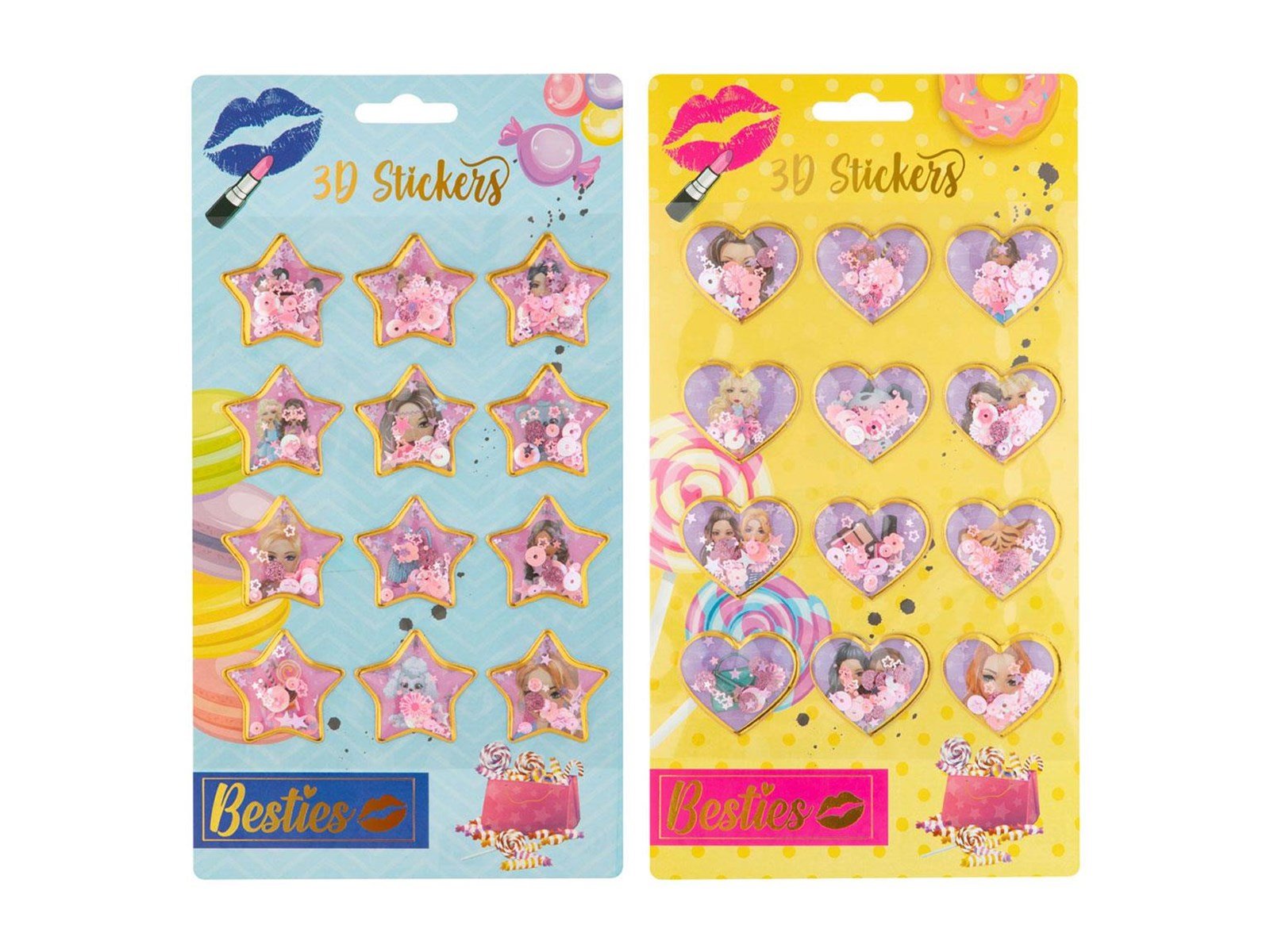 Besties 3D sticker sheet 12pcs. (Assorted)