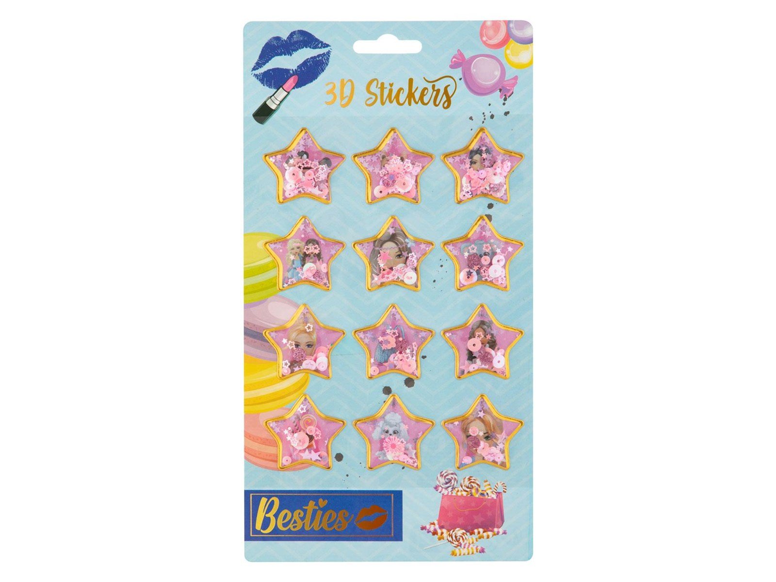 Besties 3D sticker sheet 12pcs. (Assorted)