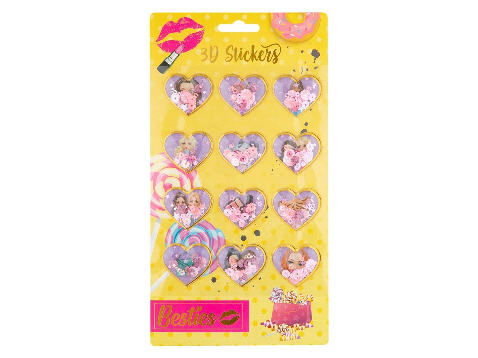 Besties 3D sticker sheet 12pcs. (Assorted)