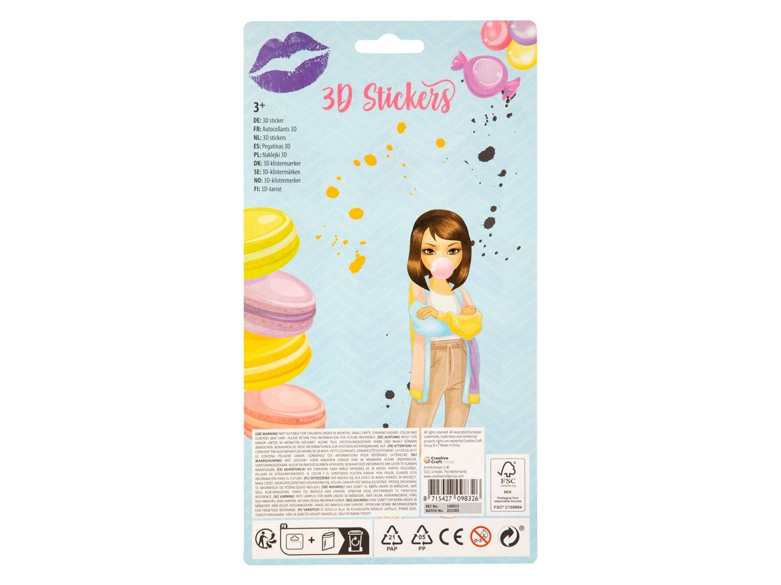 Besties 3D sticker sheet 12pcs. (Assorted)