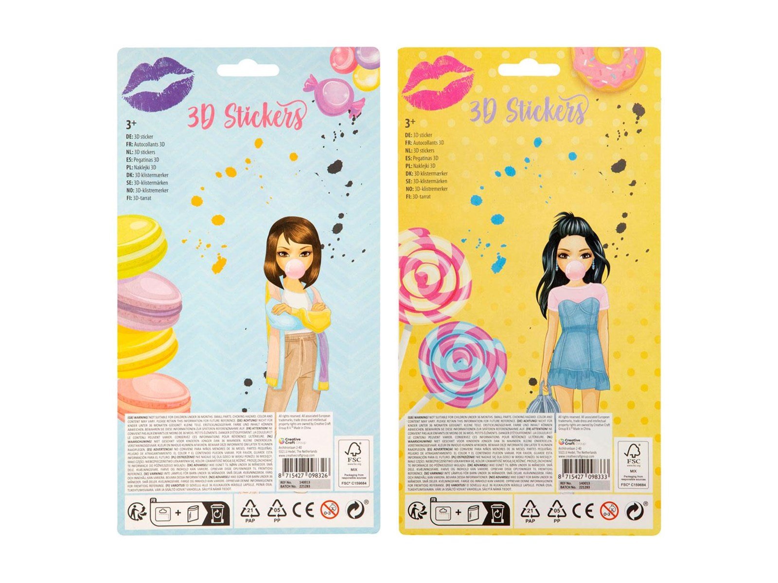 Besties 3D sticker sheet 12pcs. (Assorted)