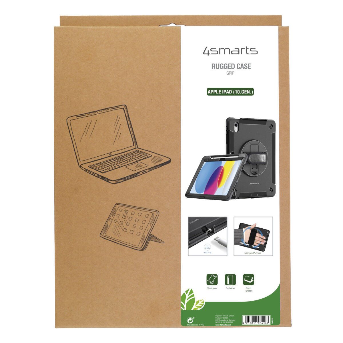 4smarts Rugged Case Grip für Apple iPad (10.Gen.) schwarz