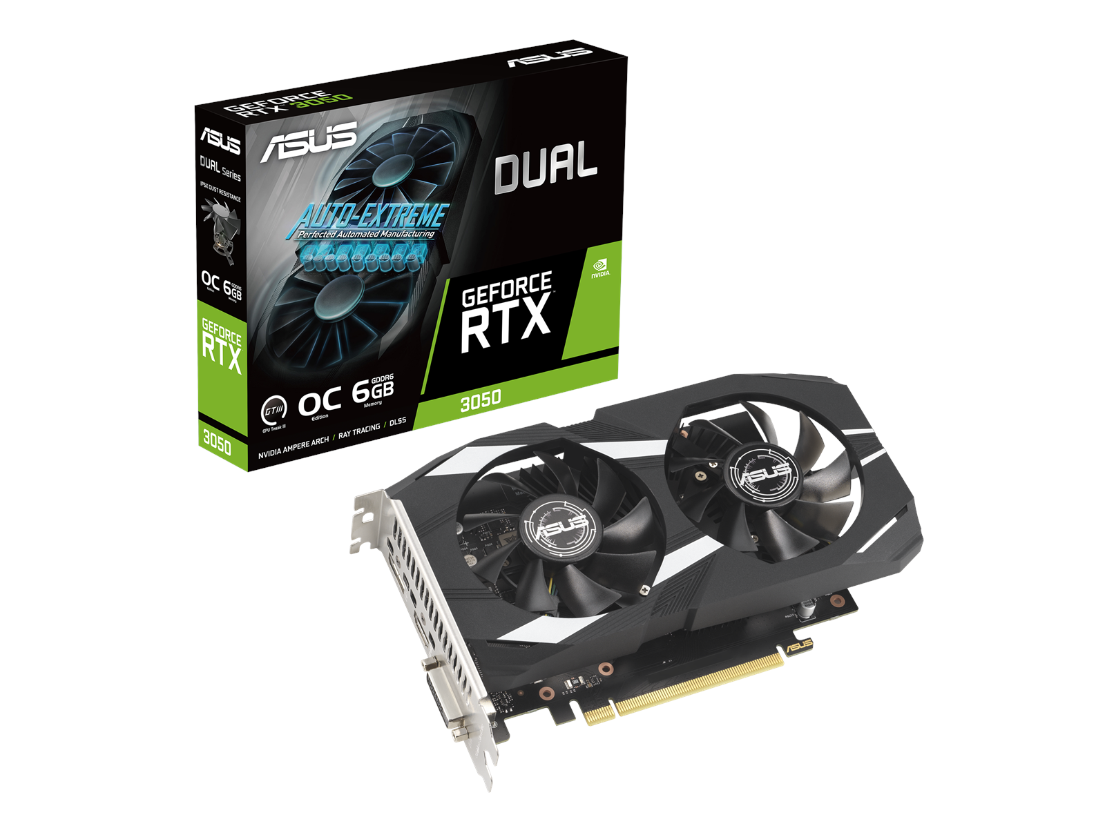 ASUS GeForce RTX 3050 DUAL OC - 6GB GDDR6 RAM - Grafikkarte