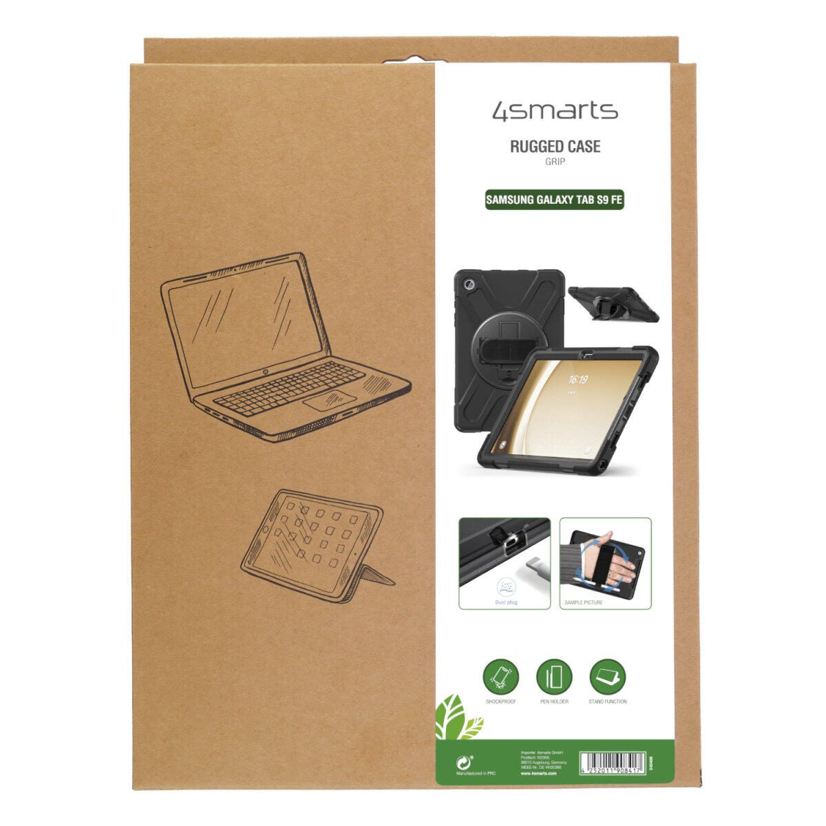 4smarts Rugged Case Grip für Samsung Galaxy Tab S9 FE / S9 / S8 / S7 schwarz