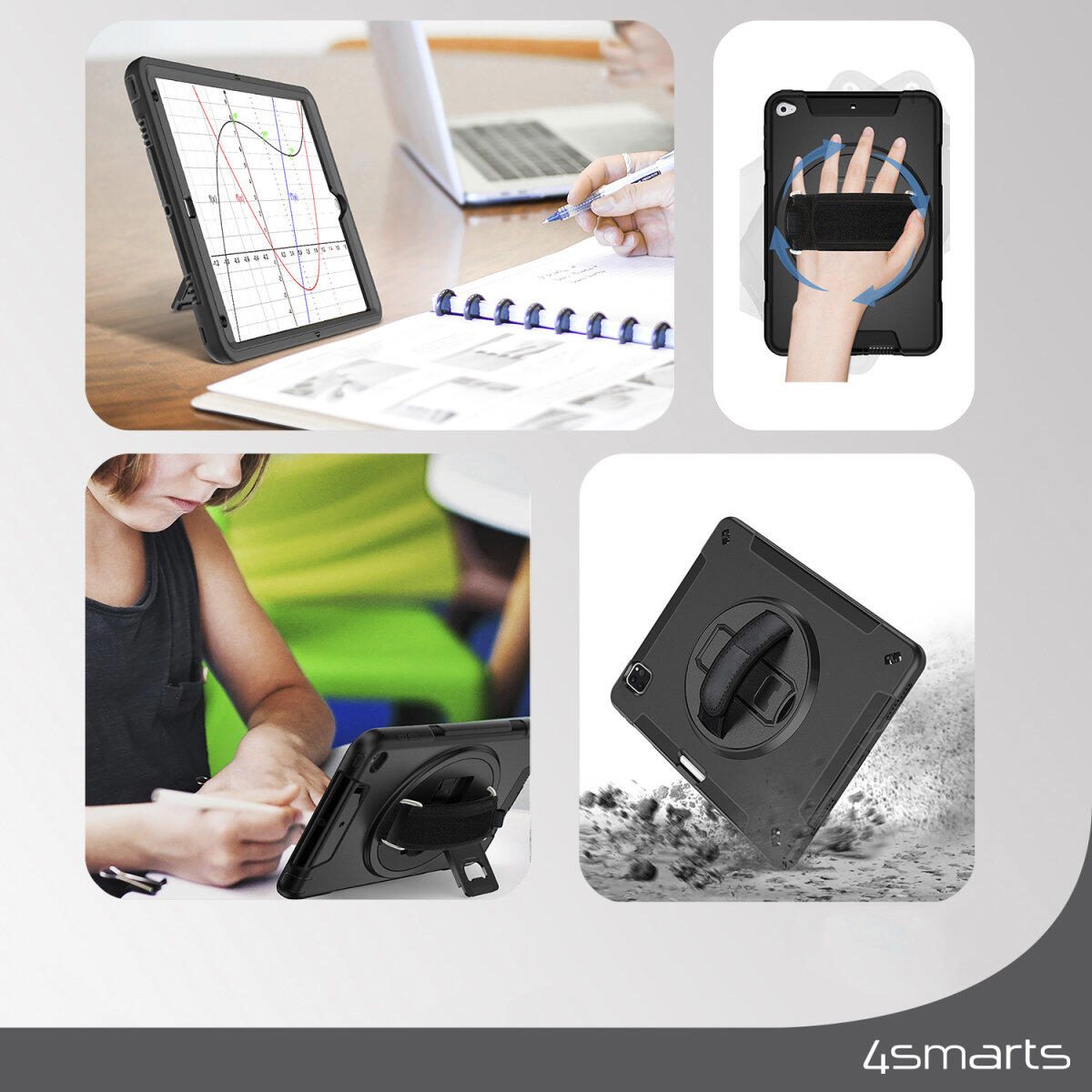 4smarts Rugged Case Grip für Samsung Galaxy Tab S9 FE / S9 / S8 / S7 schwarz