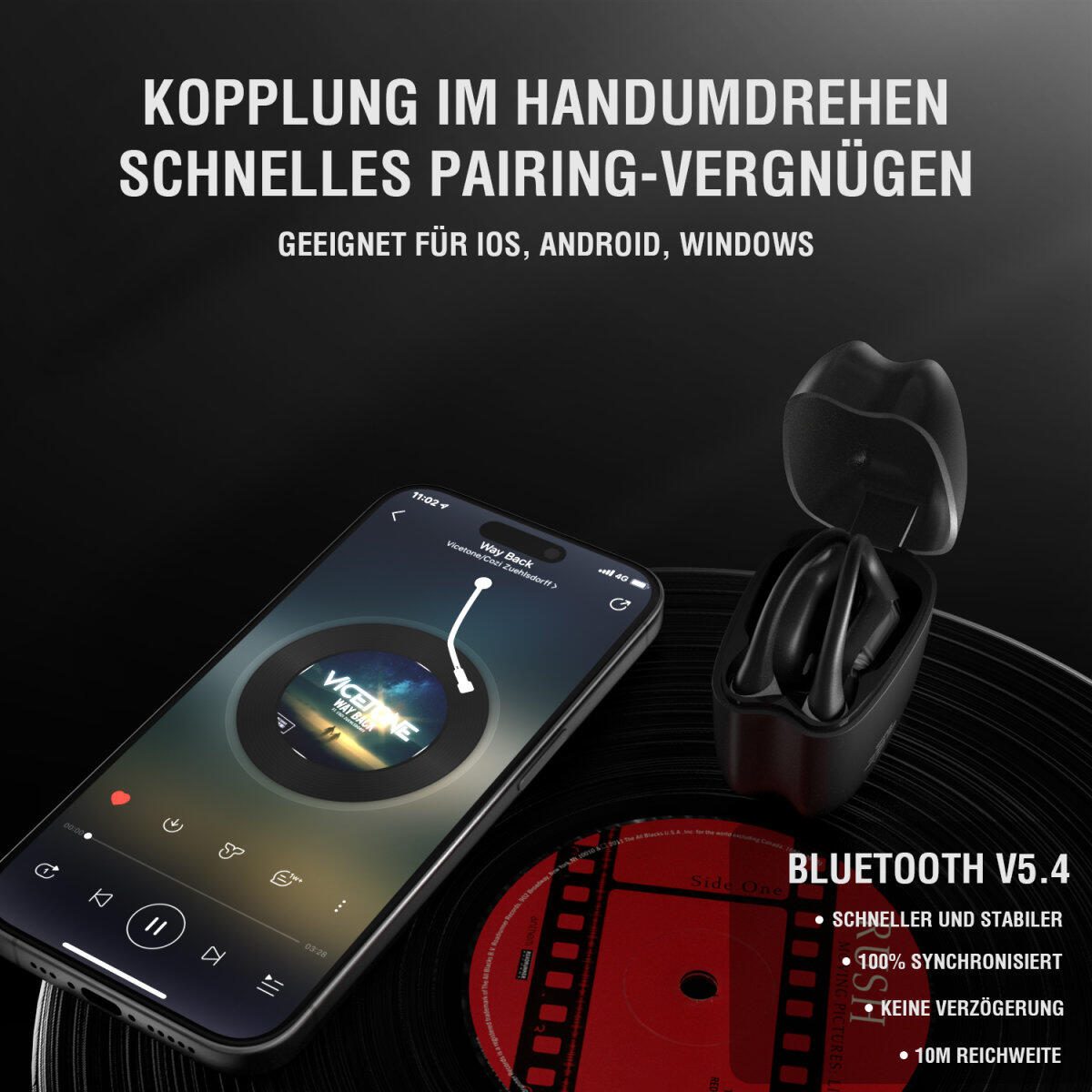 4smarts OWS Bluetooth Kopfhörer SkyBuds Sport schwarz