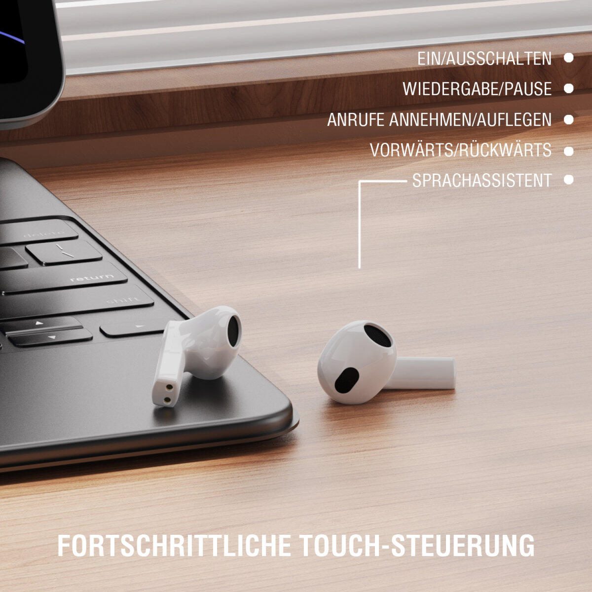4smarts TWS Bluetooth Kopfhörer SkyBuds 2 ENC weiß