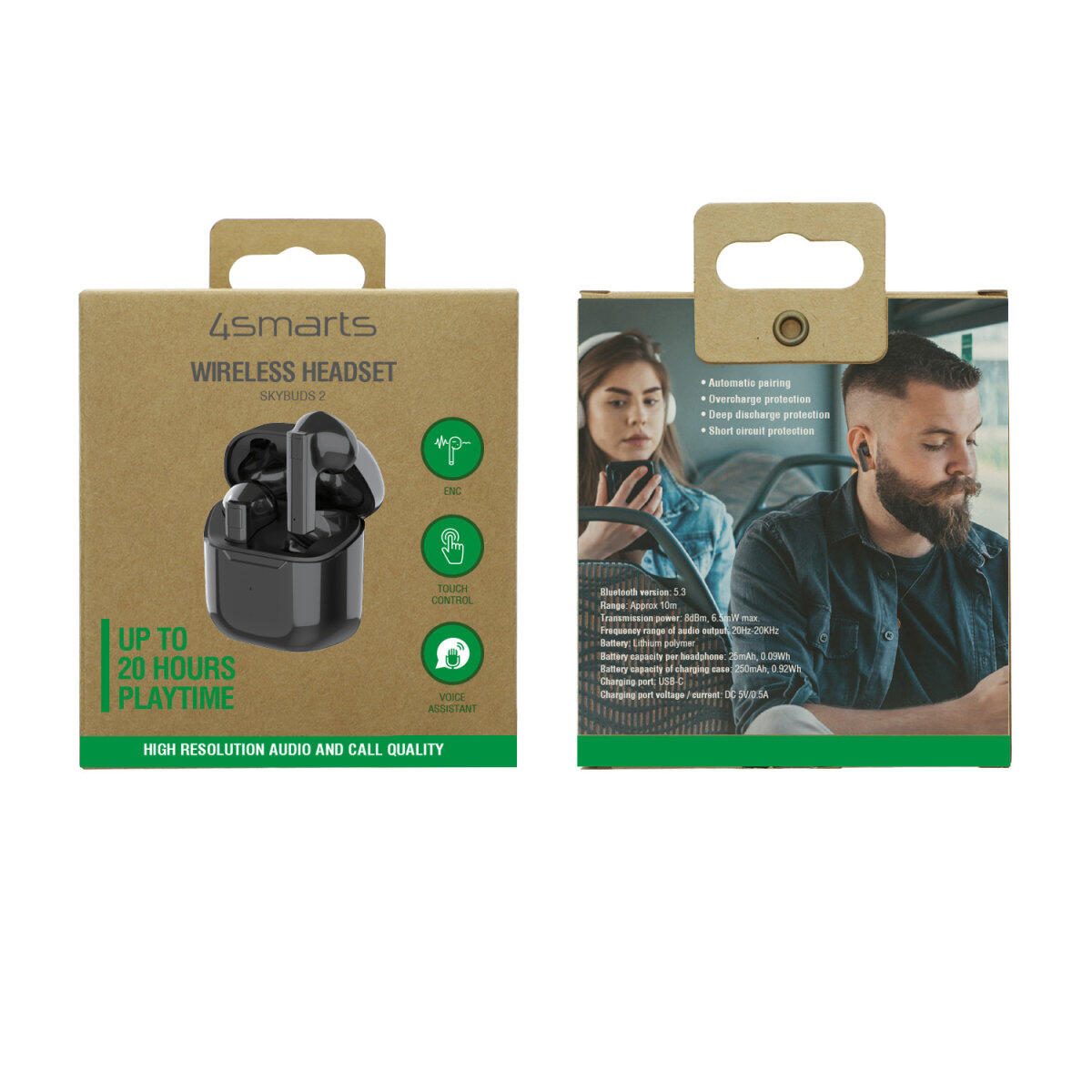 4smarts TWS Bluetooth Kopfhörer SkyBuds 2 ENC schwarz