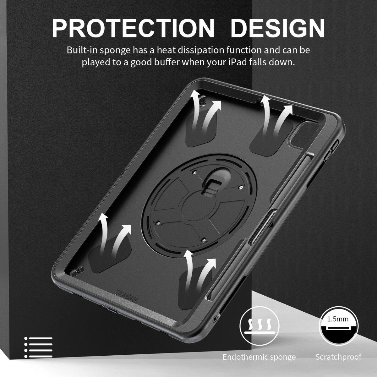 4smarts Rugged Case Grip für Apple iPad Pro 11' (M4, 2024) schwarz