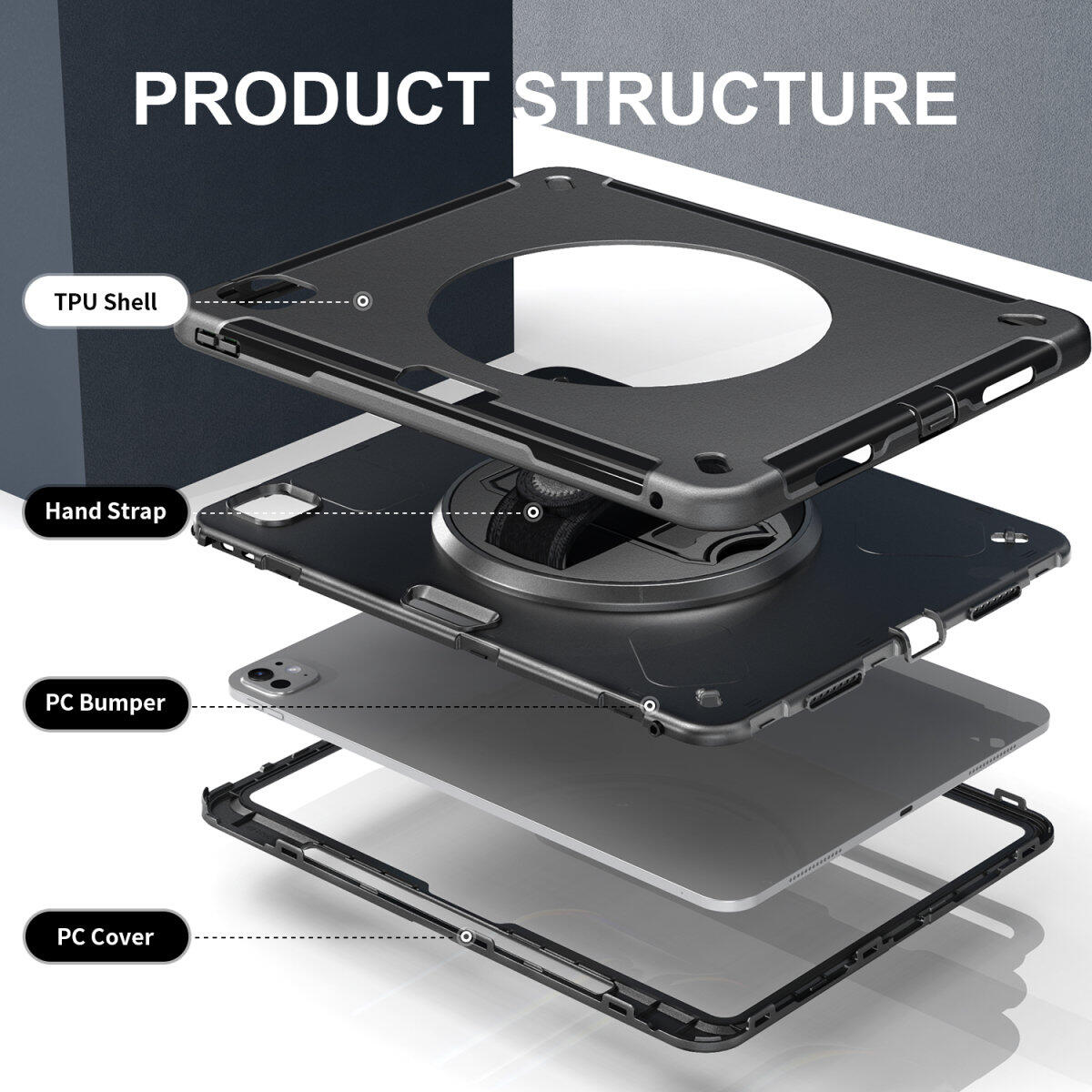 4smarts Rugged Case Grip für Apple iPad Pro 13' (M4, 2024)