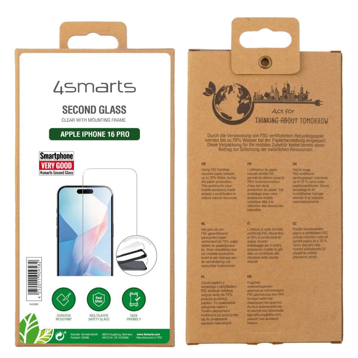4smarts Second Glass mit Montagerahmen für Apple iPhone 16 Pro