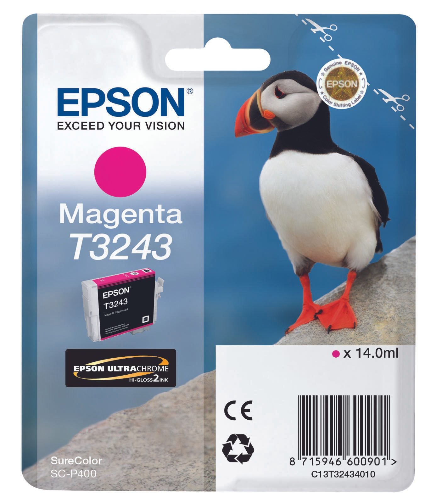 Epson Original T3243 Druckerpatrone Magenta 14ml (C13T32434010)