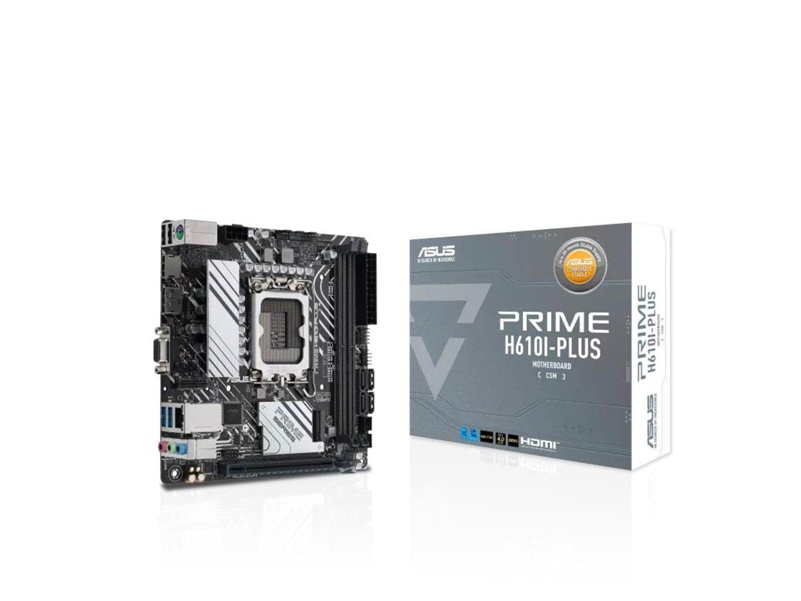 ASUS PRIME H610I-PLUS-CSM Mainboard - Intel H610 - Intel LGA1700 socket - DDR5 RAM - Mini-ITX