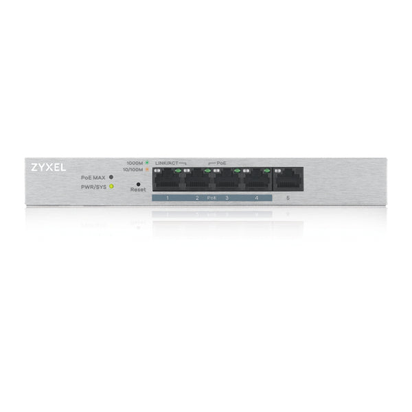 Zyxel Switch  5x GE GS1200-5HP V2  Metall 4xPoE+ Managed