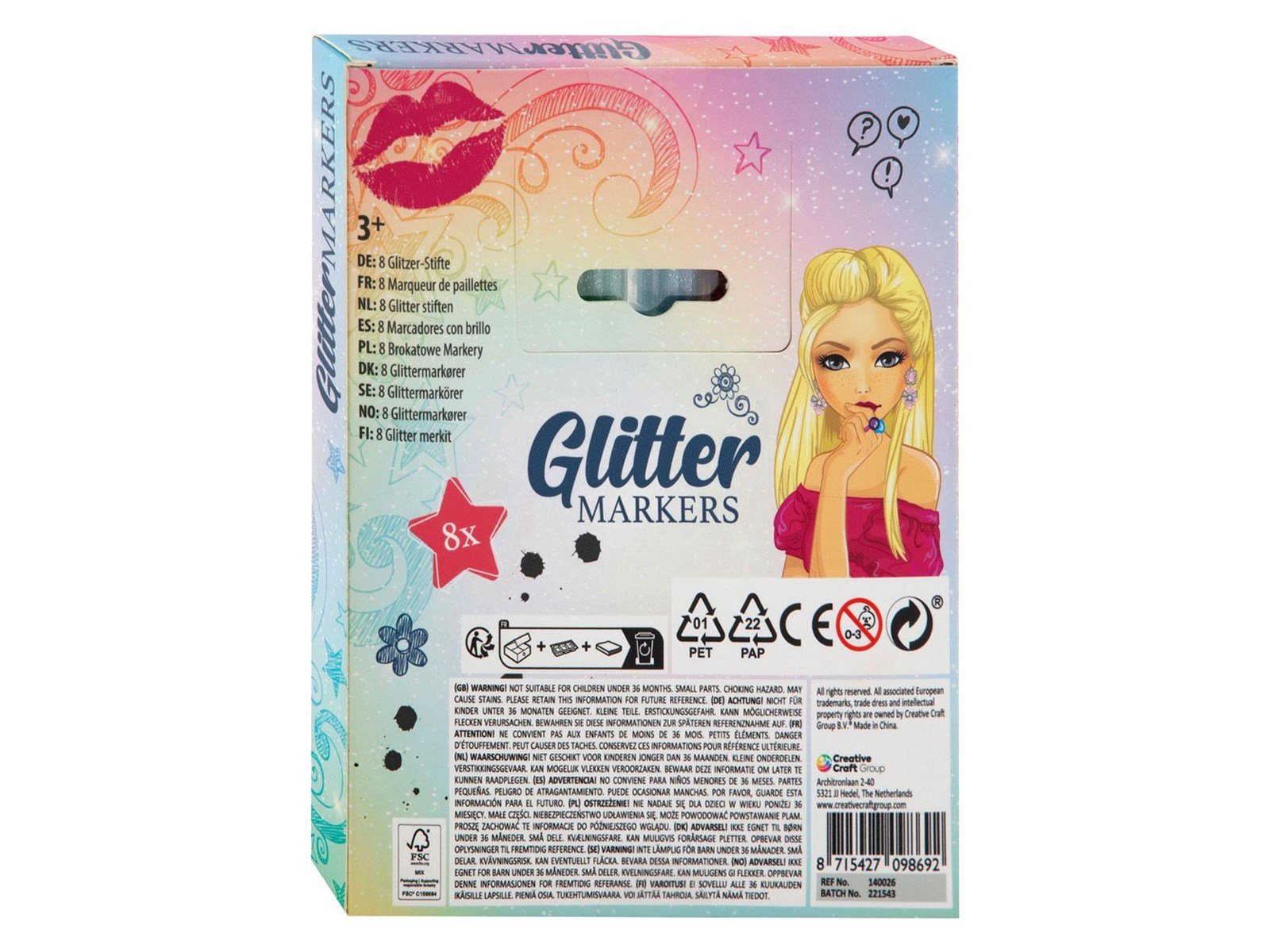Besties Glitter Felt Pens 8pcs.