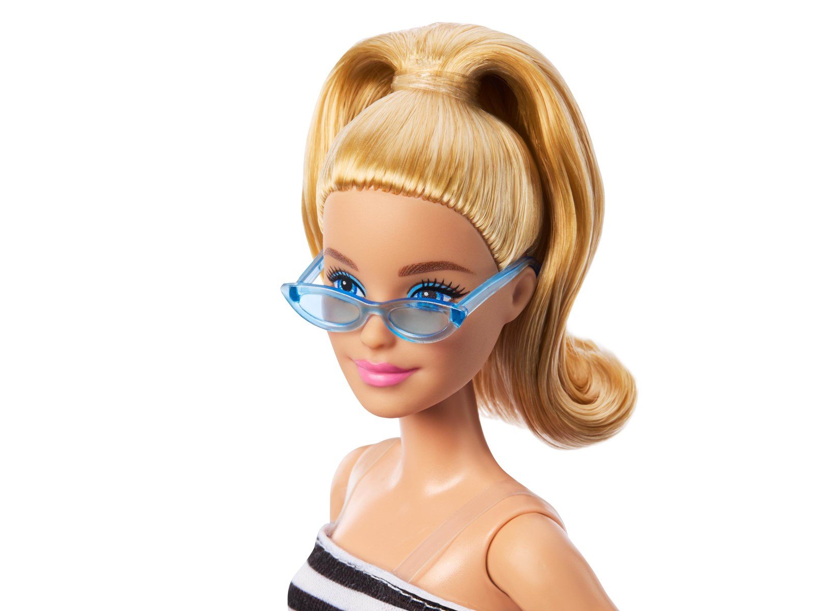 Barbie Fashionista Doll With Striped Top Pink Skirt & Sunglasses