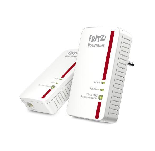 AVM FRITZ Powerline 1240E WLAN Set Powerline Adapterkit GigE, HomePlug AV WiFi 2,4 GHz an Wandsteckdose anschließbar