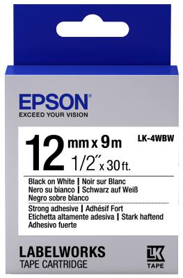 Epson Etikettenkassette LK-4WBW - Stark haftend - schwarz auf weiß - 12mmx9m
