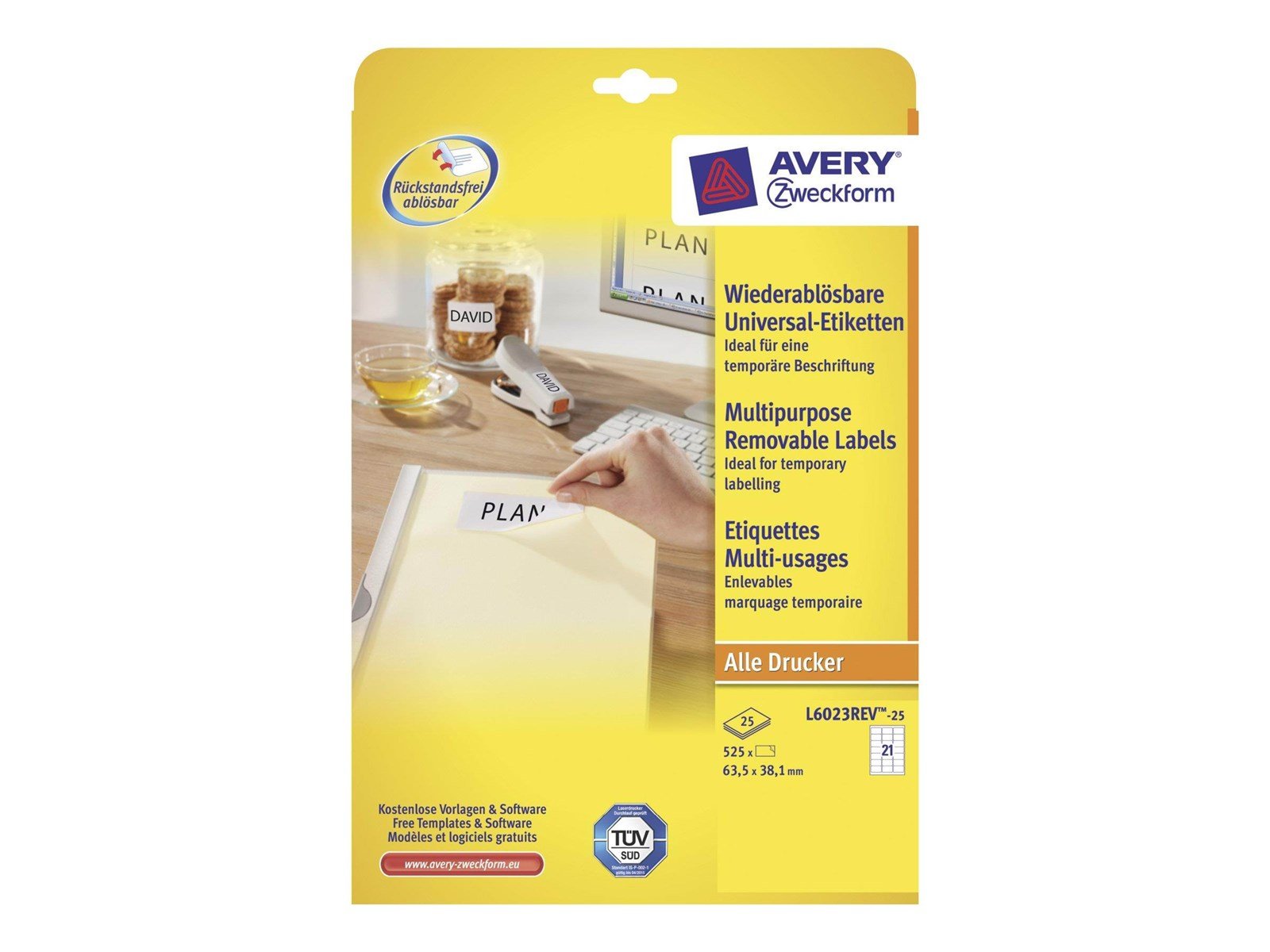 Avery L6023REV - labels - 525 pcs. - 38.1 x 63.5 mm