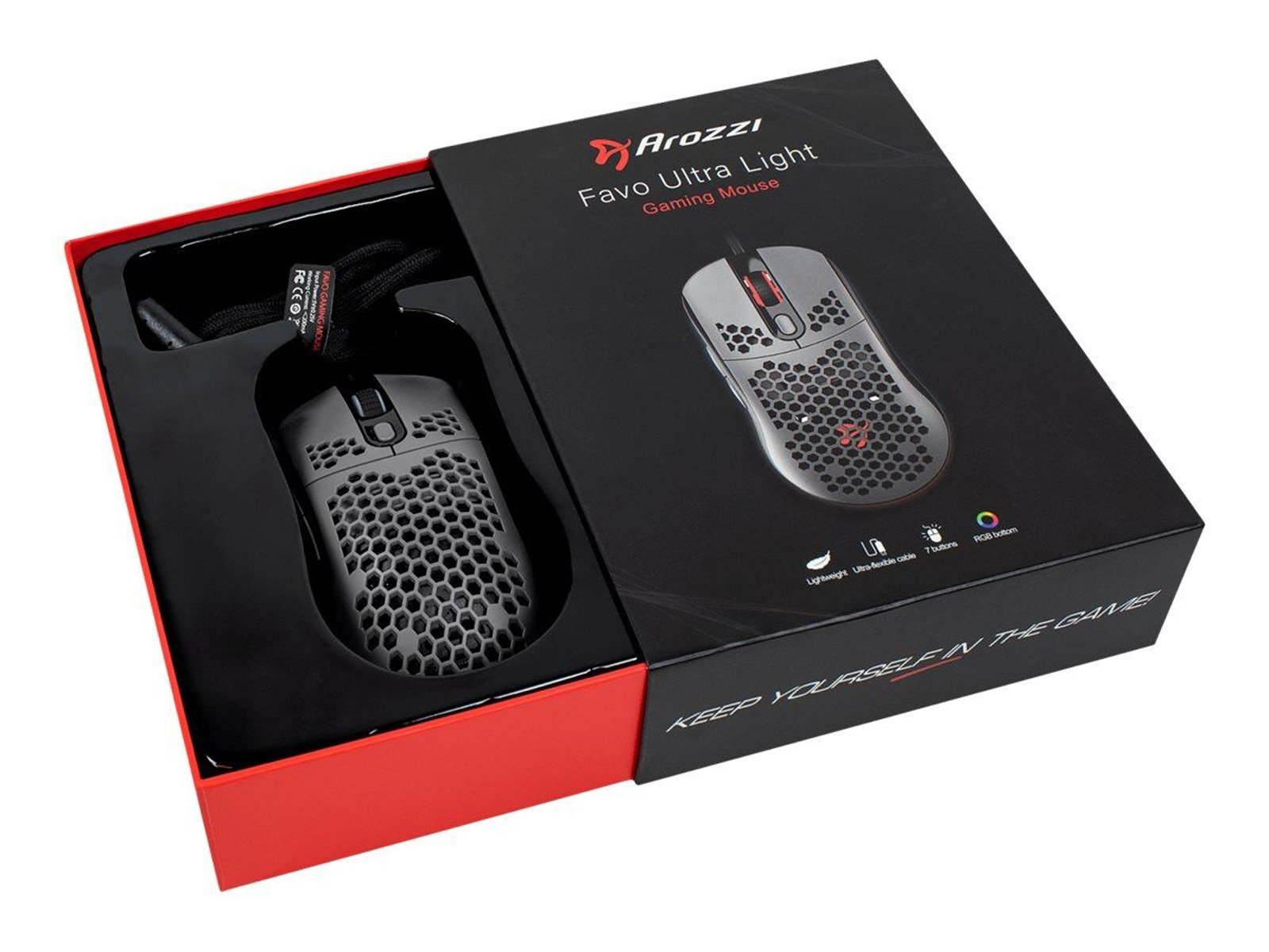 Arozzi Favo - mouse - USB - grey - Maus (Grau)