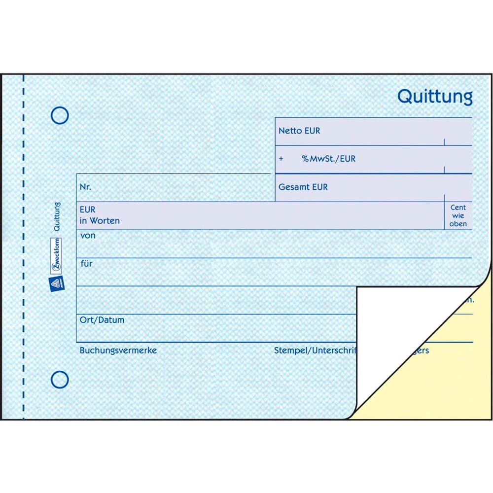 Avery Zweckform Quittungsbuch A6 Querformat inkl. Mwst. - 4 + 1 Gratis