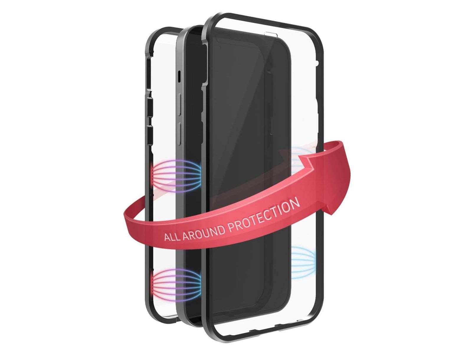 BLACK ROCK 360° Phone Case Glass iPhone 14 Transp/Black