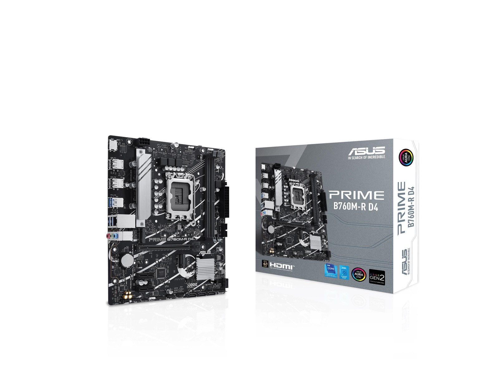 ASUS PRO B760M-R D4 Mainboard - Intel B760 - Intel LGA1700 socket - DDR4 RAM - Micro-ATX