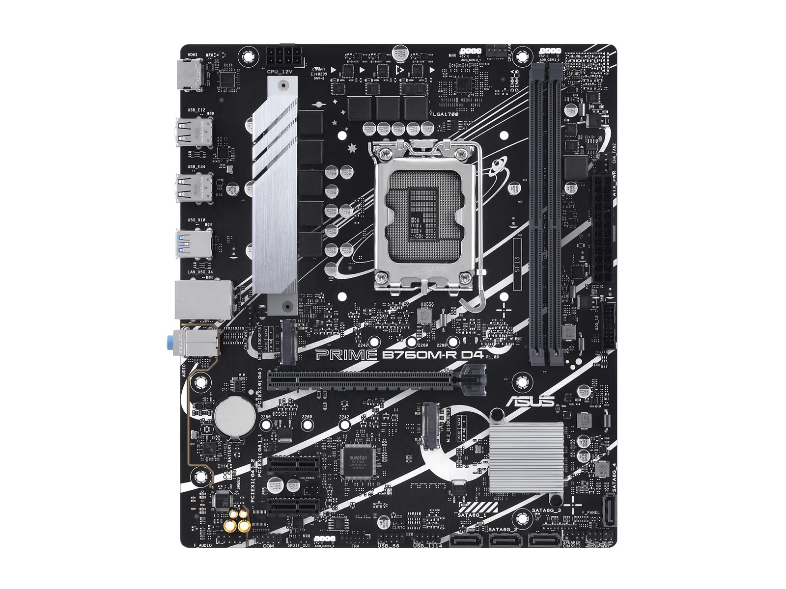 ASUS PRO B760M-R D4 Mainboard - Intel B760 - Intel LGA1700 socket - DDR4 RAM - Micro-ATX