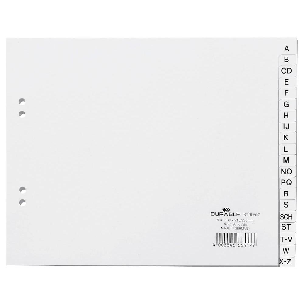 DURABLE Ordnerregister Halbformat A-Z weiß - 20-teilig