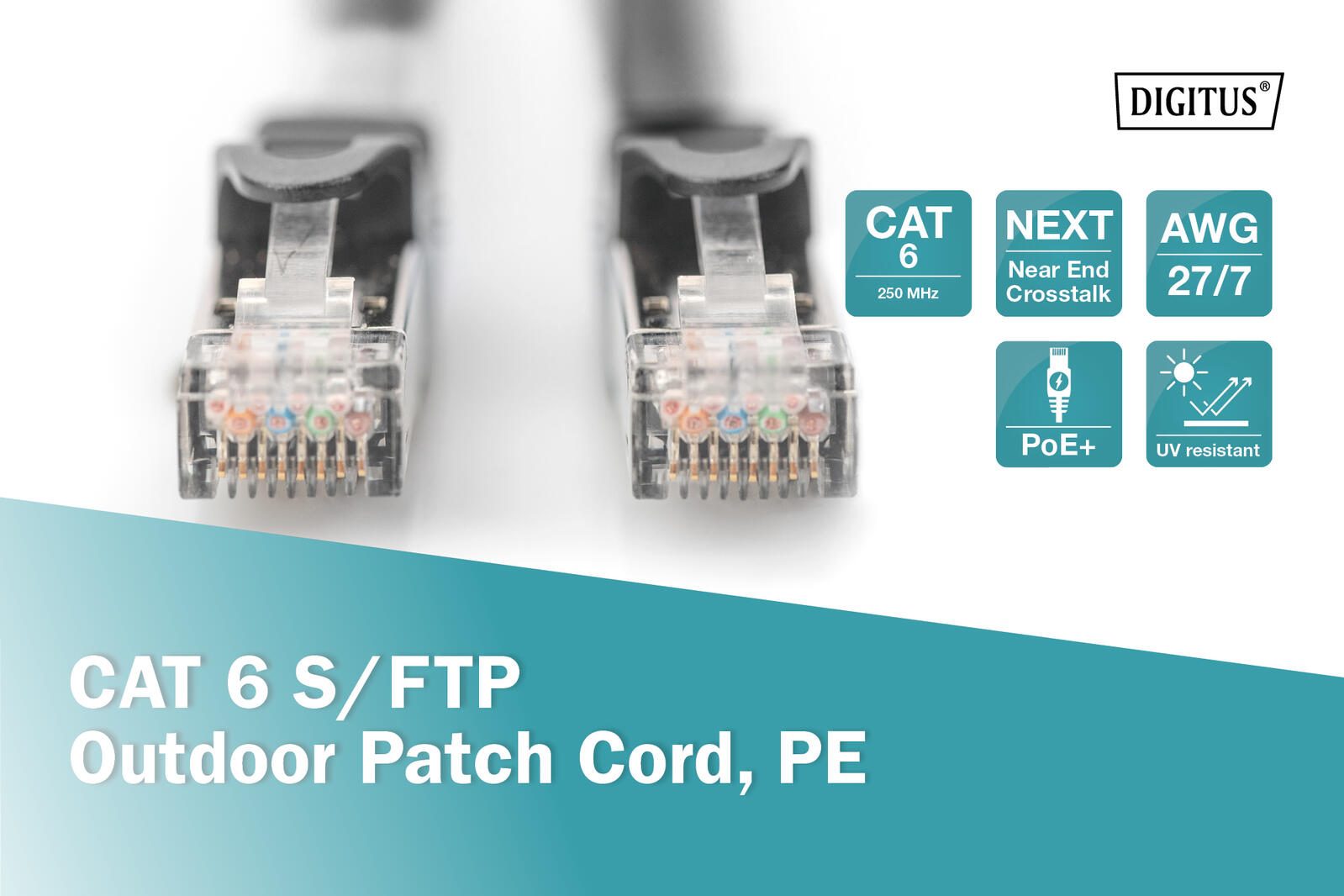 DIGITUS Outdoor Patch-Kabel RJ-45 (M) zu RJ-45 (M) 10m Kupfer S/FTP Cat 6 schwarz