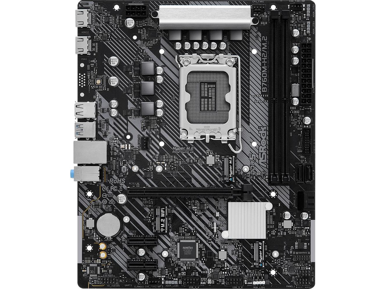 ASRock B760M-H2/M.2 Mainboard - Intel B760 - Intel LGA1700 socket - DDR5 RAM - Micro-ATX