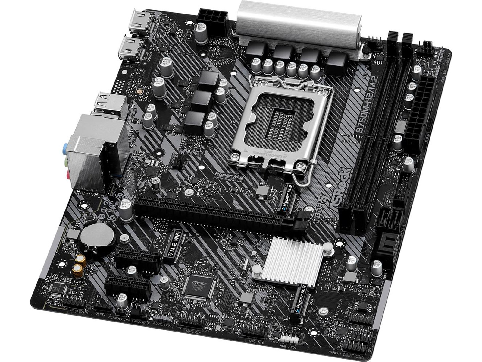 ASRock B760M-H2/M.2 Mainboard - Intel B760 - Intel LGA1700 socket - DDR5 RAM - Micro-ATX