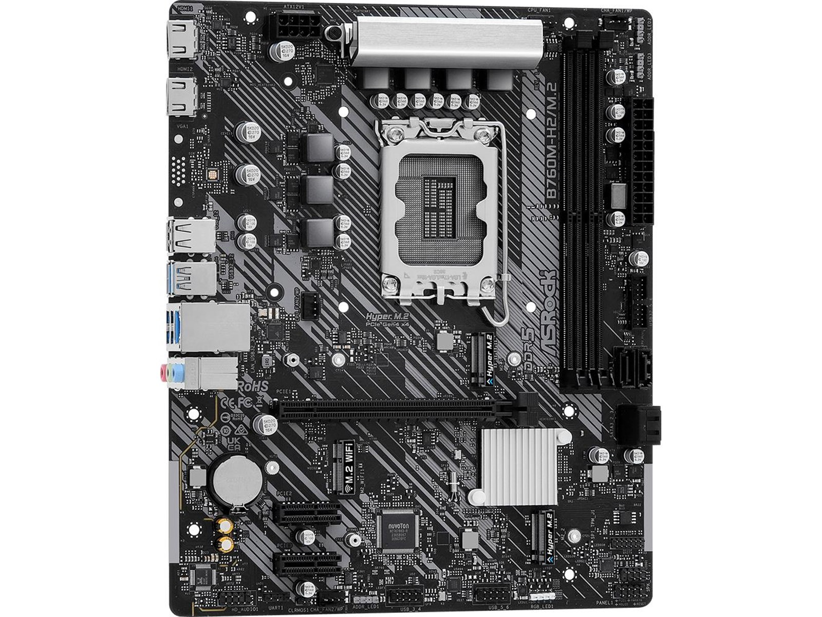 ASRock B760M-H2/M.2 Mainboard - Intel B760 - Intel LGA1700 socket - DDR5 RAM - Micro-ATX