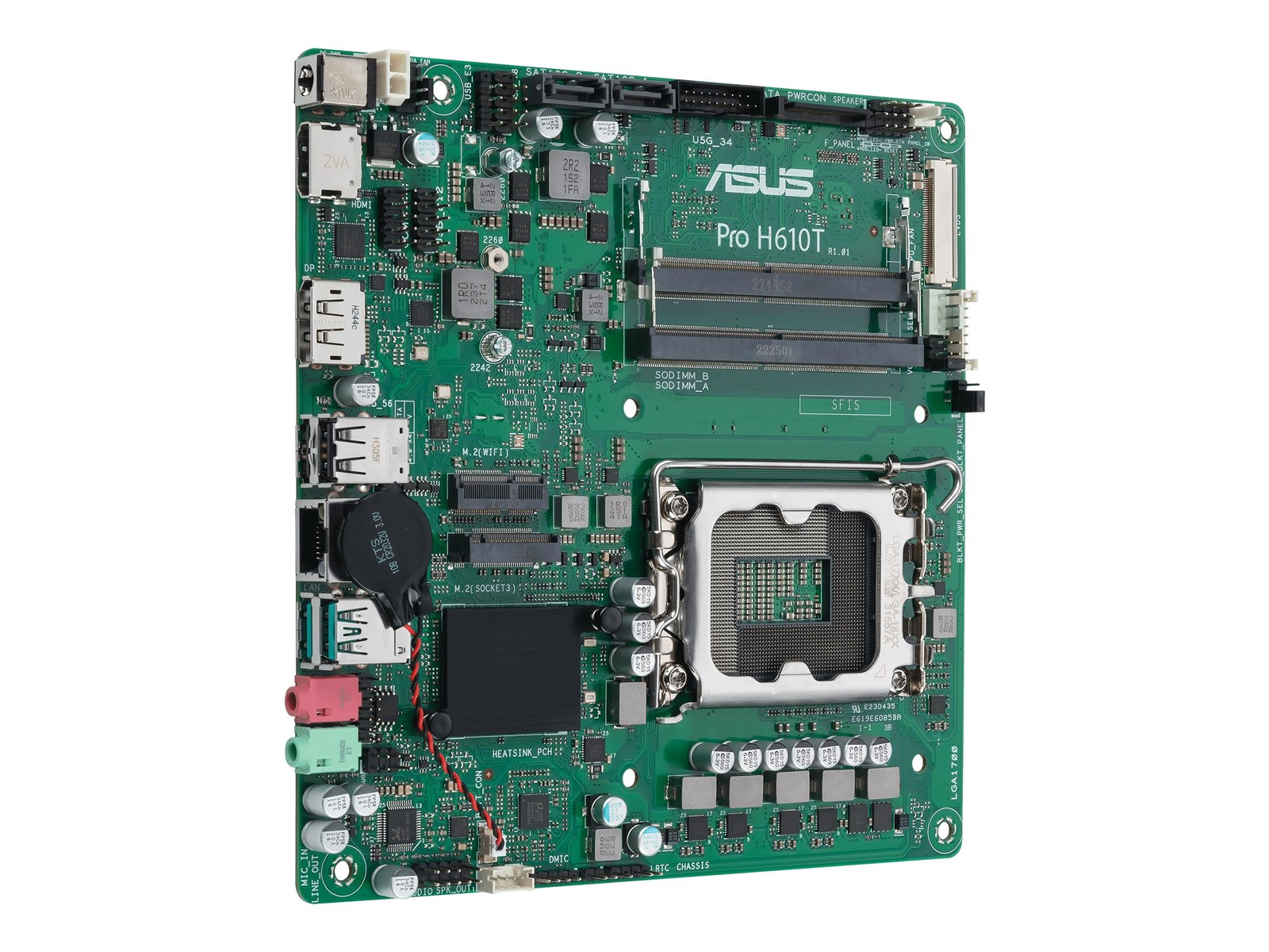 ASUS PRO H610T-CSM Mainboard - Intel H610 - Intel LGA1700 socket - DDR5 RAM - Thin Mini-ITX