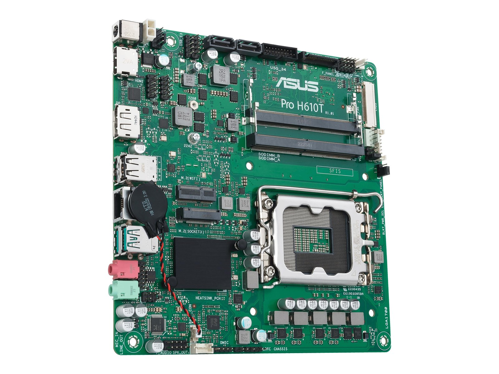 ASUS PRO H610T-CSM Mainboard - Intel H610 - Intel LGA1700 socket - DDR5 RAM - Thin Mini-ITX