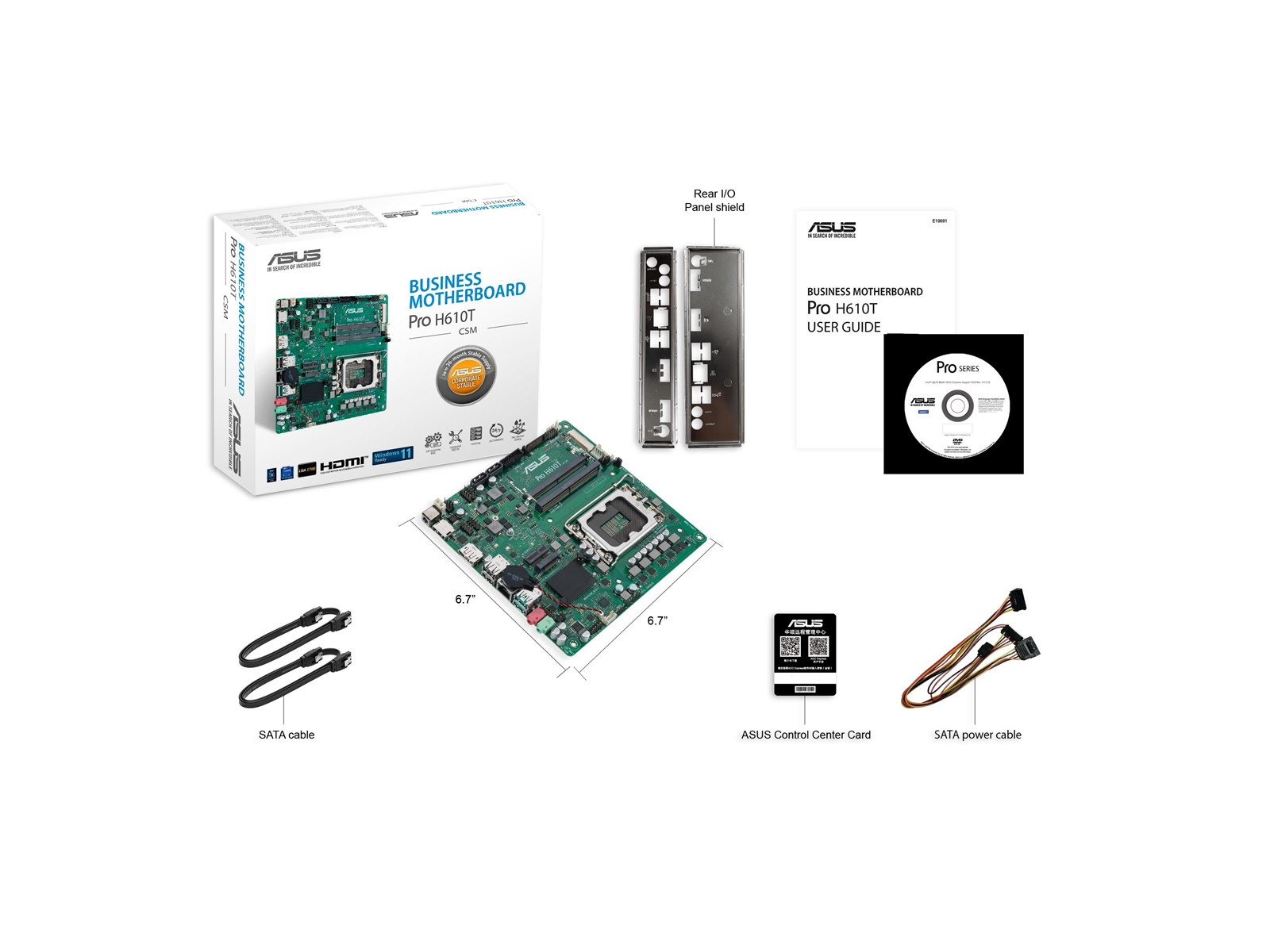 ASUS PRO H610T-CSM Mainboard - Intel H610 - Intel LGA1700 socket - DDR5 RAM - Thin Mini-ITX