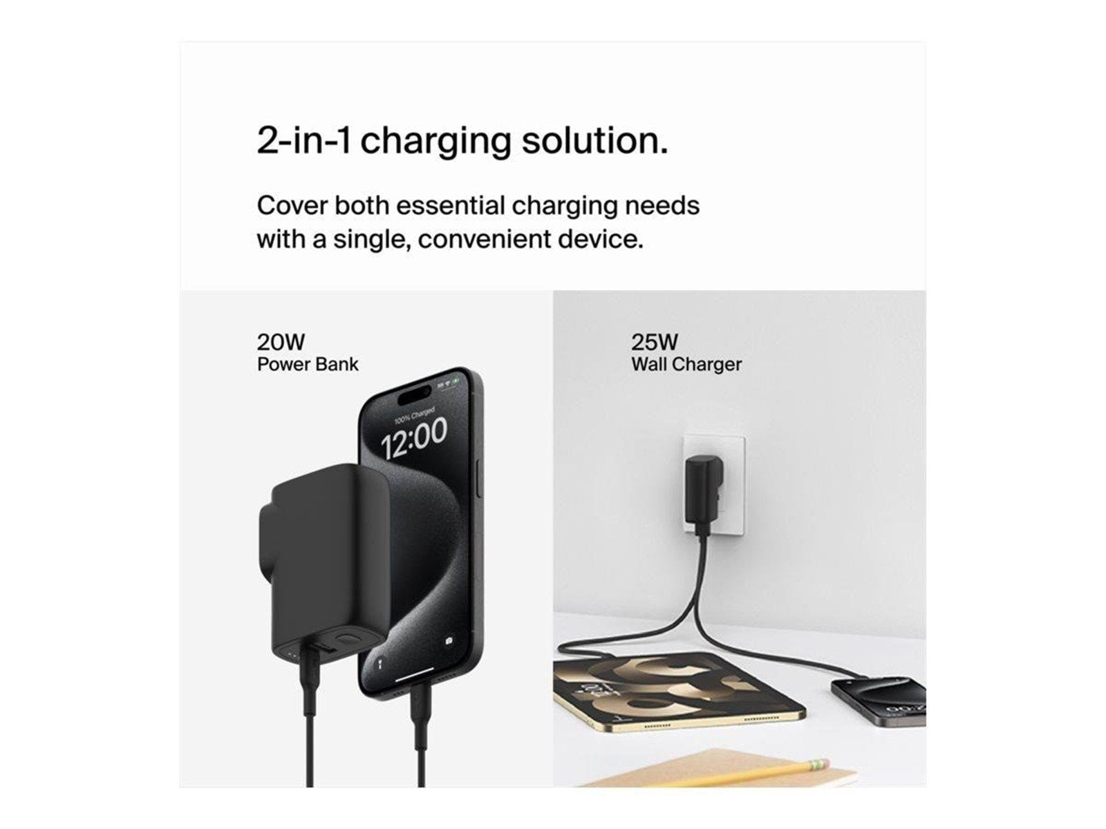 Belkin BoostCharge power bank / power adapter - USB 24 pin USB-C - 25 Watt Powerbank (Akku) - 5 Ah